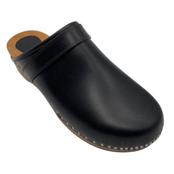 ISABEL MARANT BLACK THALIE LEATHER CLOGS - Picture 1 of 9